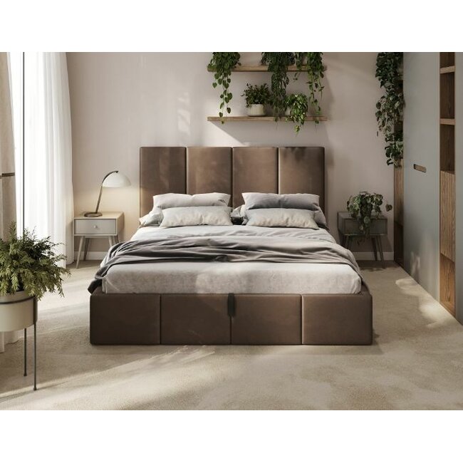 Polsterbett Economy Braun 90–180 x 200 cm – Moderne Eleganz für gemütliche Schlafzimmer