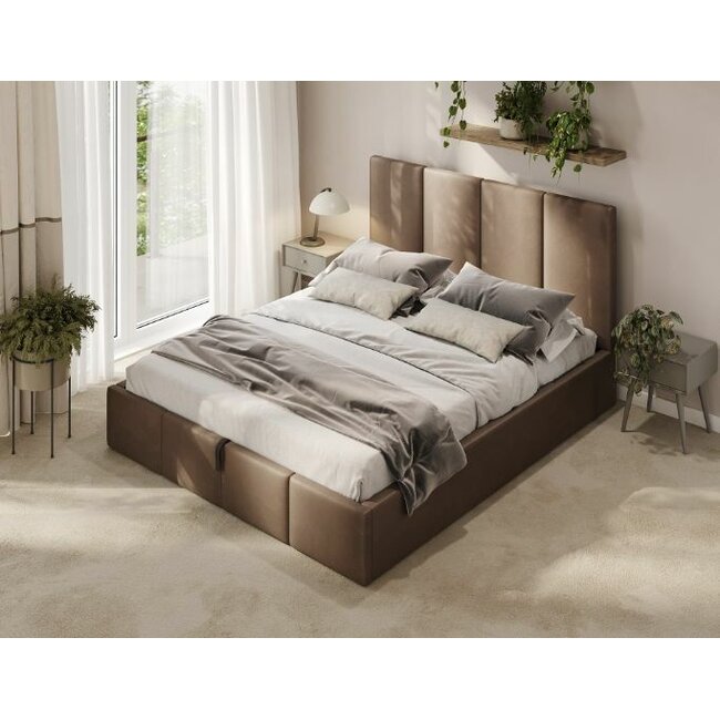 Polsterbett Economy Braun 90–180 x 200 cm – Moderne Eleganz für gemütliche Schlafzimmer