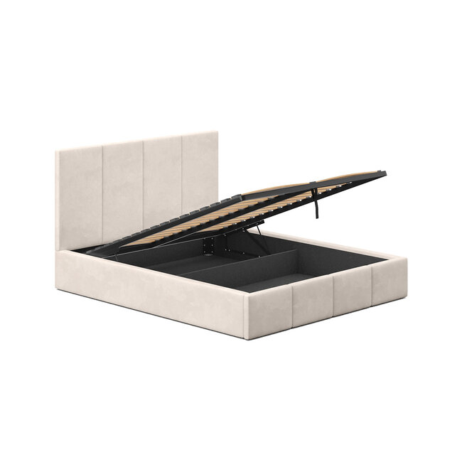 Polsterbett Economy Creme 90–180 x 200 cm – Helle Eleganz für ein ruhiges Schlafzimmer
