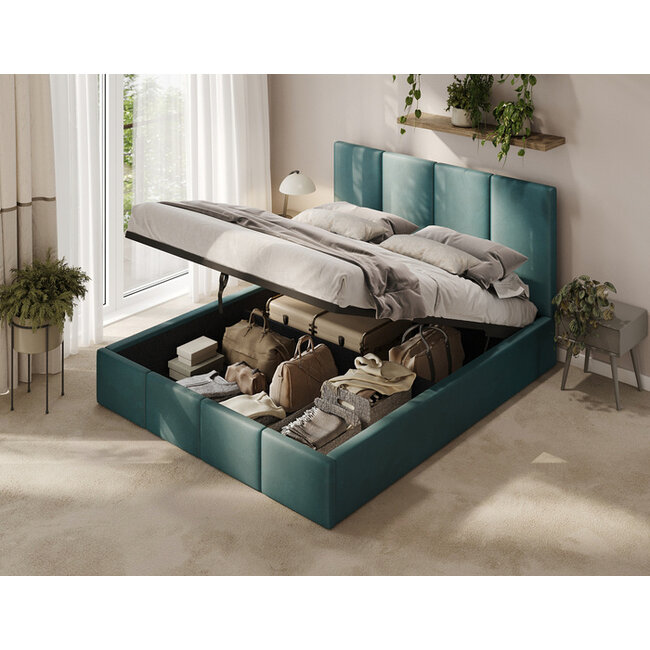 Polsterbett Economy Türkis 90–180 x 200 cm – Modernes Statement mit frischer Eleganz