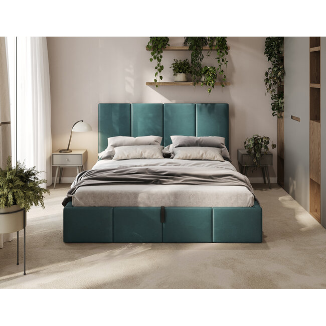 Polsterbett Economy Türkis 90–180 x 200 cm – Modernes Statement mit frischer Eleganz