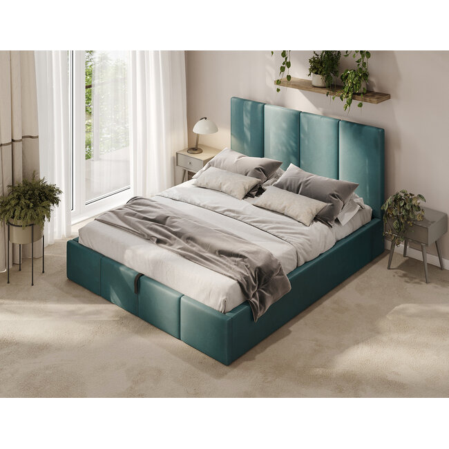 Polsterbett Economy Türkis 90–180 x 200 cm – Modernes Statement mit frischer Eleganz