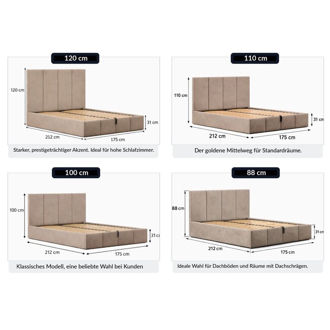 Polsterbett Economy Azurblau 90–180 x 200 cm – Frischer Farbton mit modernem Schlafkomfort
