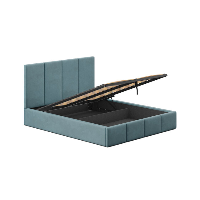 Polsterbett Economy Azurblau 90–180 x 200 cm – Frischer Farbton mit modernem Schlafkomfort