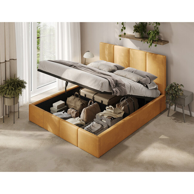 Polsterbett Economy Gelb 90–180 x 200 cm – Sonnige Akzente für ein modernes Schlafzimmer