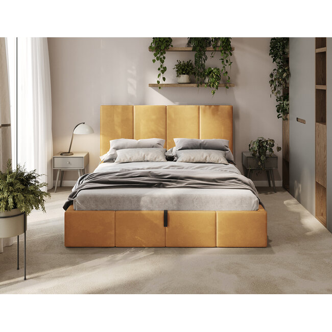 Polsterbett Economy Gelb 90–180 x 200 cm – Sonnige Akzente für ein modernes Schlafzimmer