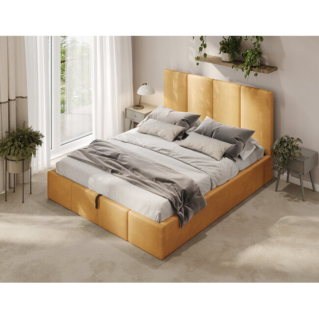 Polsterbett Economy Gelb 90–180 x 200 cm – Sonnige Akzente für ein modernes Schlafzimmer