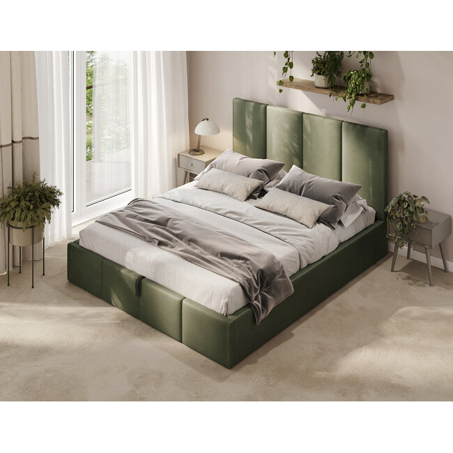 Polsterbett Economy Olivgrün 90–180 x 200 cm – Natürliche Eleganz mit modernem Charakter