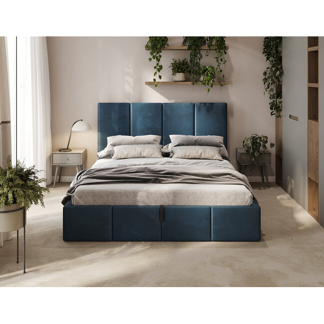 Polsterbett Economy Marineblau 90–180 x 200 cm – Elegante Tiefe mit modernem Komfort