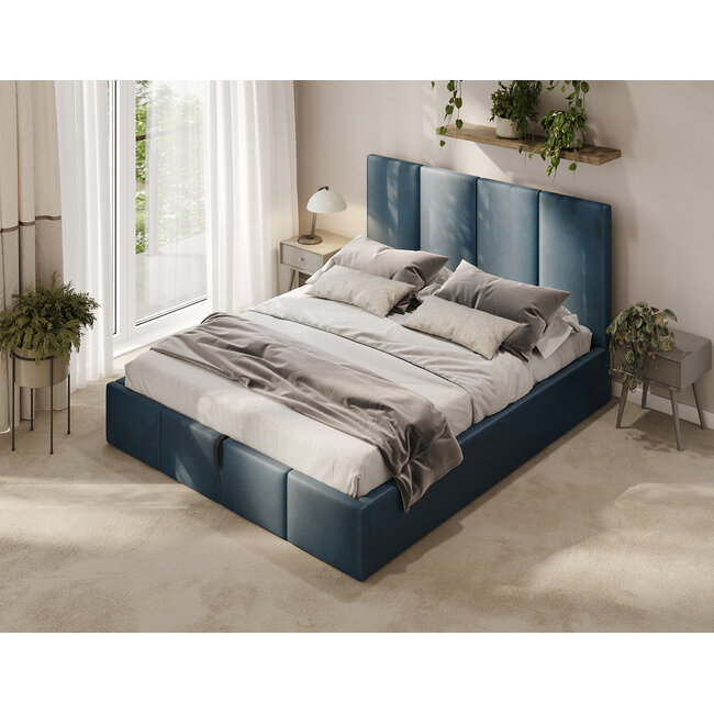 Polsterbett Economy Marineblau 90–180 x 200 cm – Elegante Tiefe mit modernem Komfort