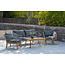 5-tlg. Garten Lounge-Set Chania Natur/Dunkelgrau – Sofa, 2 Sessel & Couchtisch, Rope-Geflecht Hellgrau, Akazienholz & Aluminium