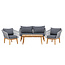 5-tlg. Garten Lounge-Set Chania Natur/Dunkelgrau – Sofa, 2 Sessel & Couchtisch, Rope-Geflecht Hellgrau, Akazienholz & Aluminium