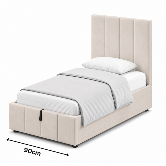 Polsterbett Economy Creme 90–180 x 200 cm – Helle Eleganz für ein ruhiges Schlafzimmer