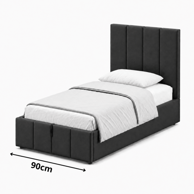 Polsterbett Economy Schwarz 90 - 180 cm  – Modernes Design trifft auf praktischen Komfort