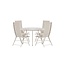 Garten-Essgruppe Giardini Rund & Levanzo Beige – Giardini Rundtisch Ø120 cm × H74 cm (Aluminium, 5 cm Platte) + Levanzo Positionssessel 56×59 cm (Stahl & Textilene, Sitzhöhe 41,5 cm, bis 4 Pers.)
