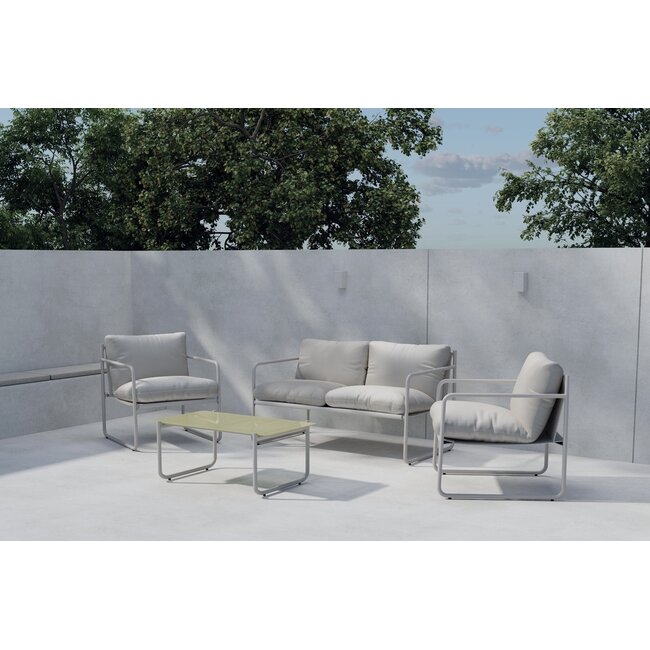 Loungeset Thassos Grau – Garten-Sofagruppe mit Tisch, Sofa & 2 Sesseln