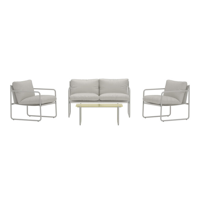 Loungeset Thassos Grau – Garten-Sofagruppe mit Tisch, Sofa & 2 Sesseln