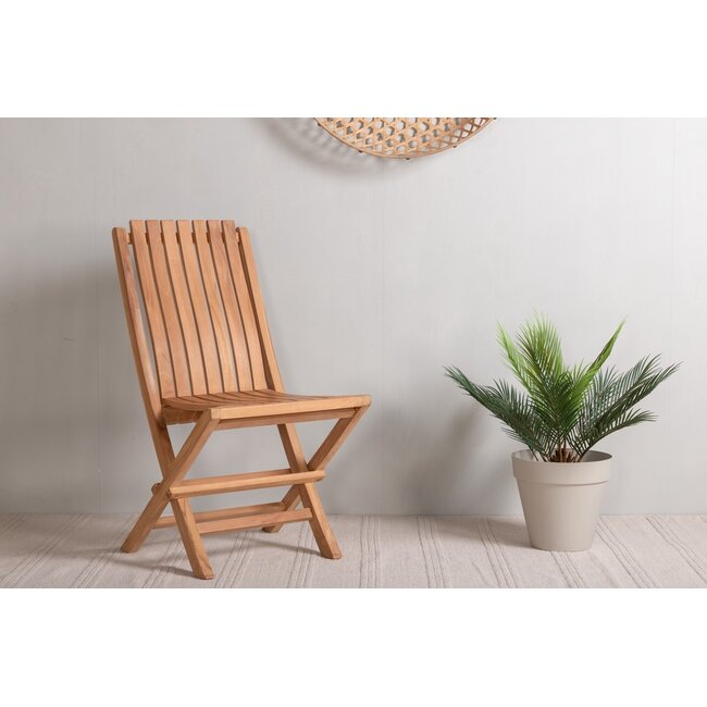 Gartenstuhl Ghana Natur – klassischer Teak-Gartenstuhl im Lamellendesign