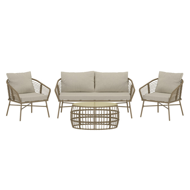 Lipari Sofa Set Braun – Elegantes Outdoor Lounge Set mit Sofa, Sesseln & Tisch