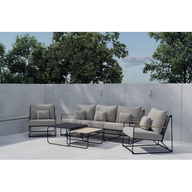 Palazzo Lounge Set Grau/Schwarz – Elegantes Outdoor Lounge Set mit Sofa, Sesseln & Tischen