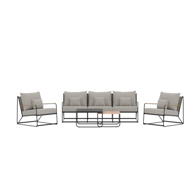 Palazzo Lounge Set Grau/Schwarz – Elegantes Outdoor Lounge Set mit Sofa, Sesseln & Tischen