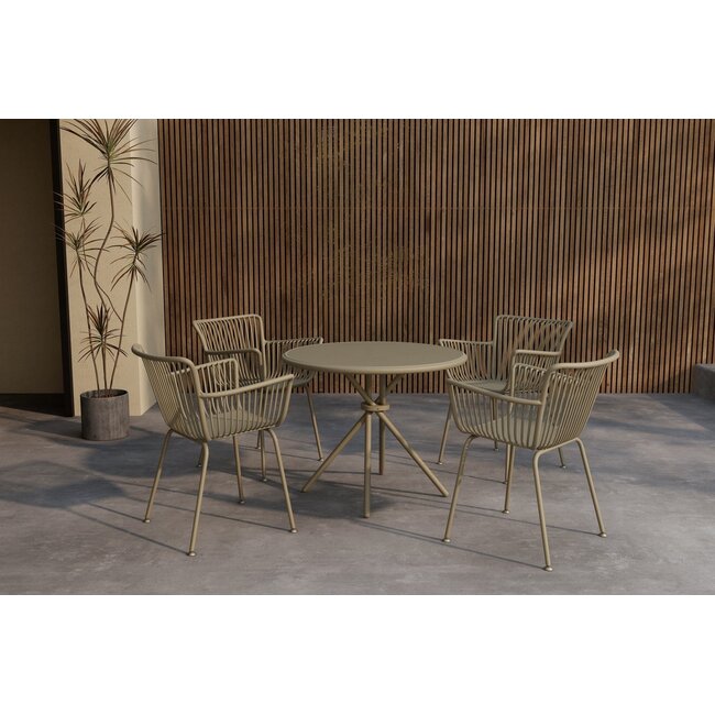 Garten-Essgruppe Sifnos Beige – stilvolles Outdoor-Essset für 4 Personen