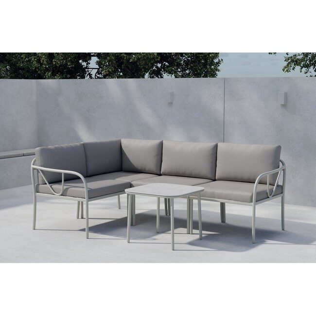 Hydra Ecklounge Set Greige – Modernes Outdoor-Sofa-Set mit Tisch