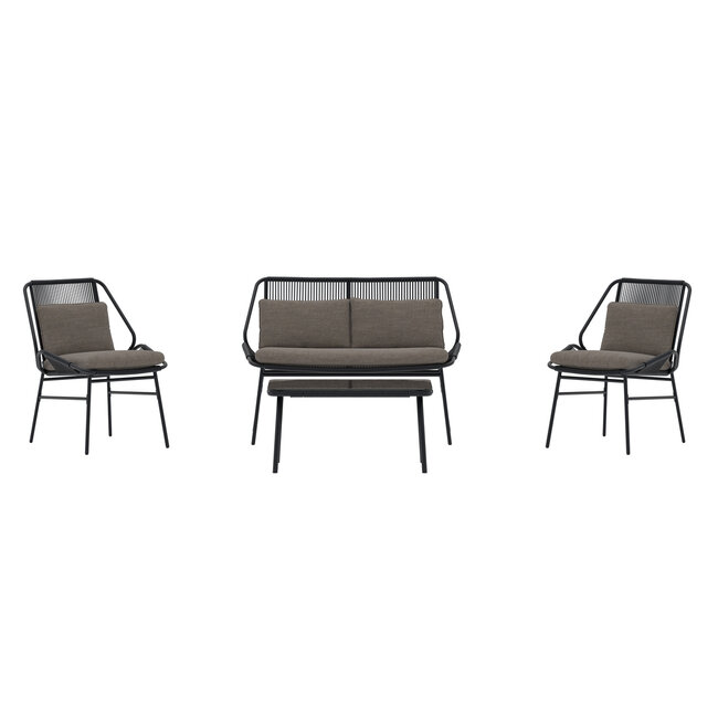 Zakynthos Sofa Set Schwarz – Moderne Outdoor-Lounge mit Sofa, Sesseln & Tisch
