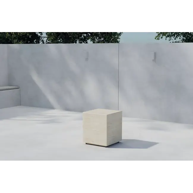 Beistelltisch Lissabon – Kompakter Outdoor-Würfel in Beige