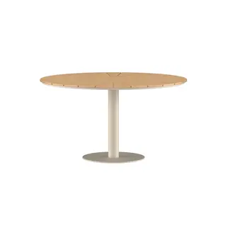 Venture Home Runder Gartentisch Croft (Ø 120 cm) – Fächer-Design aus Teakholz trifft modernes Aluminium