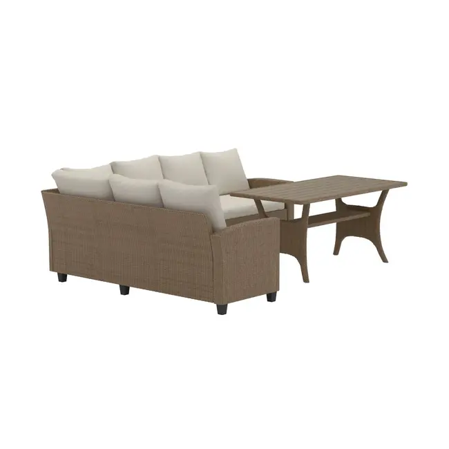 Outdoor Ecklounge-Set Brentwood – Natürlicher Geflecht-Look und maximaler Komfort in Beige