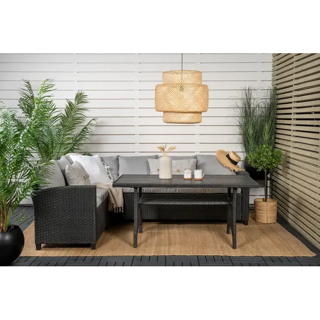 Outdoor Ecklounge-Set Brentwood – Moderner Geflecht-Look & maximaler Komfort in Schwarz