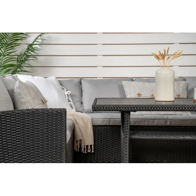 Outdoor Ecklounge-Set Brentwood – Moderner Geflecht-Look & maximaler Komfort in Schwarz