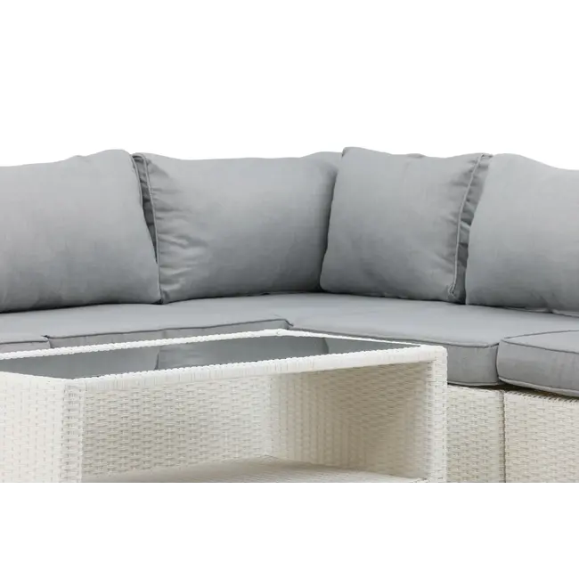 Outdoor Ecklounge-Set Amazon – Moderne Modul-Sitzgruppe in Weiß mit Couchtisch