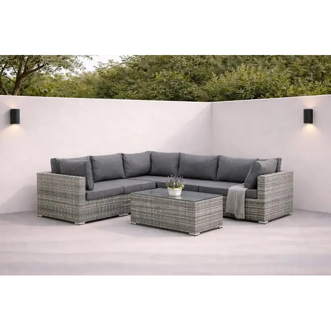 Outdoor Ecklounge-Set Amazon – Moderne Modul-Sitzgruppe in Grau mit Couchtisch