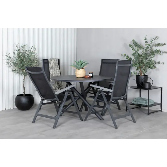 Outdoor-Hochlehner Albany 2er-Set – Verstellbarer Komfort in Schwarz
