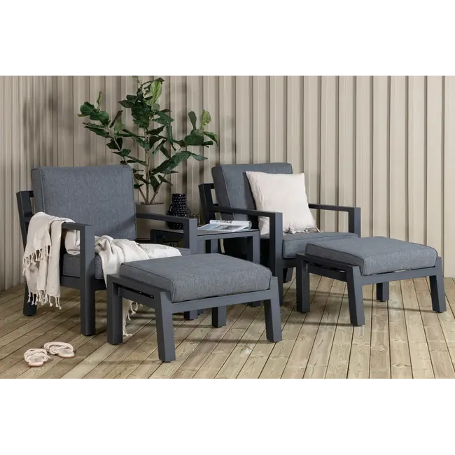 Outdoor Lounge-Set Barcelona – Elegantes Aluminium-Ensemble in Schwarz mit Beistelltisch