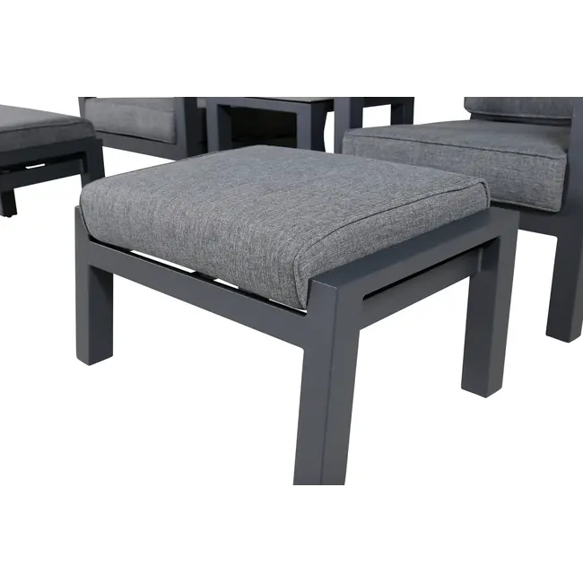 Outdoor Lounge-Set Barcelona – Elegantes Aluminium-Ensemble in Schwarz mit Beistelltisch