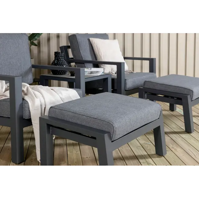 Outdoor Lounge-Set Barcelona – Elegantes Aluminium-Ensemble in Schwarz mit Beistelltisch