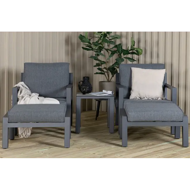 Outdoor Lounge-Set Barcelona – Elegantes Aluminium-Ensemble in Schwarz mit Beistelltisch