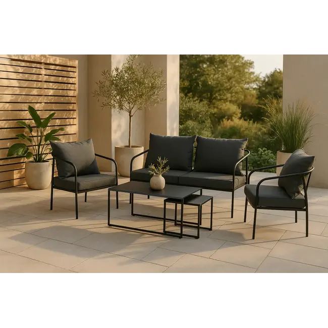 Lounge-Set Sopot Schwarz – Moderne Outdoor-Lounge