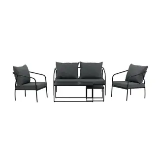 Venture Home Lounge-Set Sopot Schwarz – Moderne Outdoor-Lounge