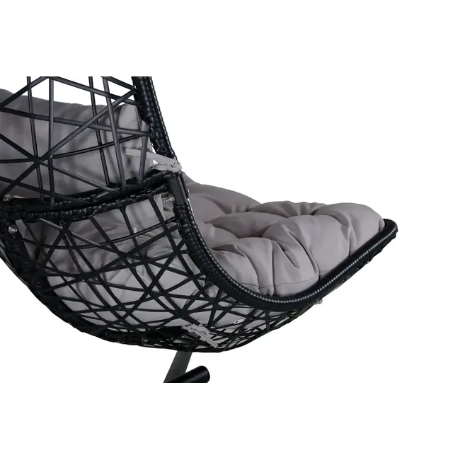 Outdoor Hängesessel Edinburgh – Moderner Freischwinger in Schwarz mit Kissen