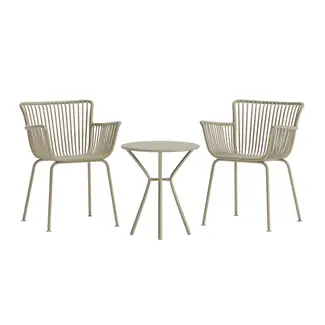Venture Home Café-Set Sifnos Beige – Bistro-Garnitur mit 2 Stühlen & rundem Tisch