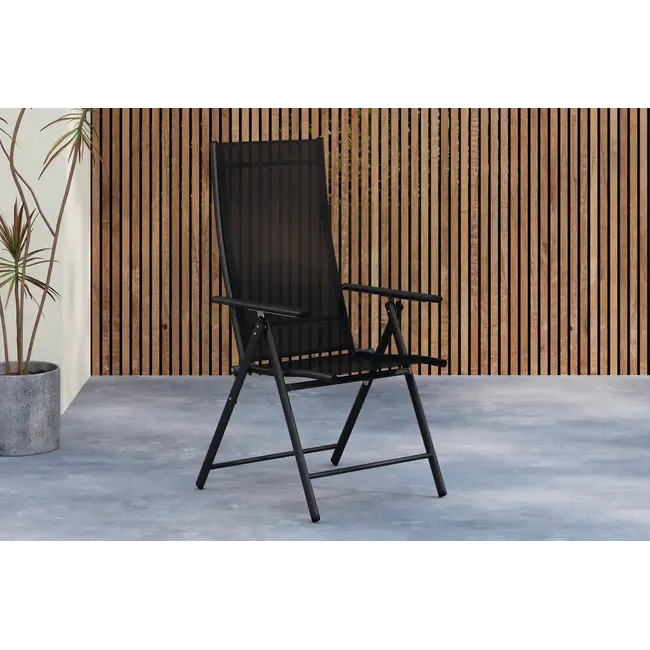 Essgruppe Giardini und Levanzo Schwarz – Outdoor-Dining-Set mit 4 klappbaren Stühlen