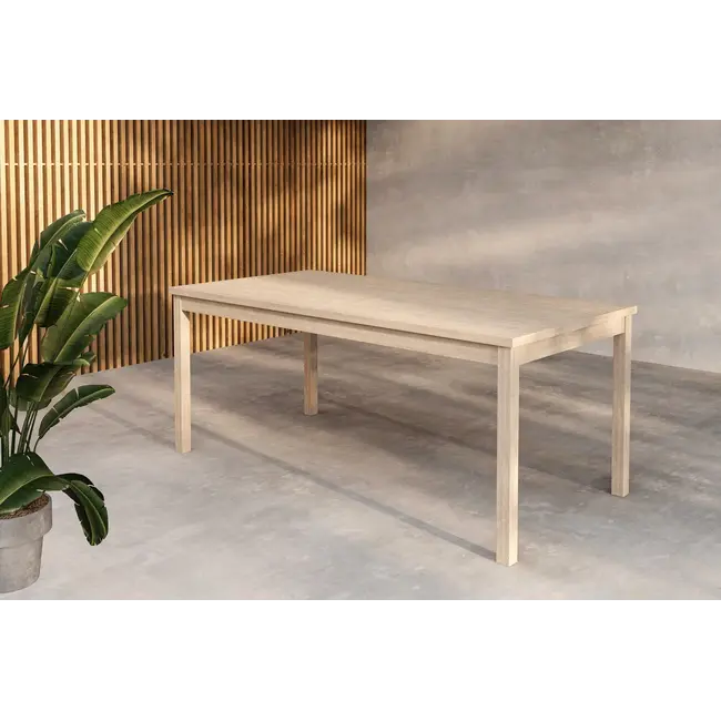 Essgruppe Kenya Whitewash – Massivteak-Set mit Tisch & 6 Stühlen für Garten & Terrasse