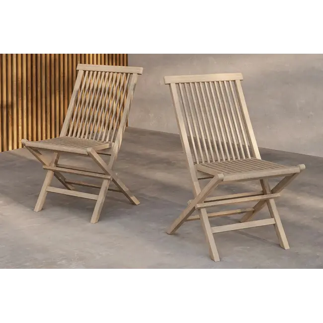 Essgruppe Kenya Whitewash – Massivteak-Set mit Tisch & 6 Stühlen für Garten & Terrasse