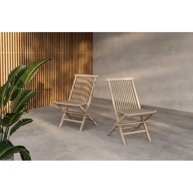 Essgruppe Kenya Whitewash – Massivteak-Set mit Tisch & 6 Stühlen für Garten & Terrasse
