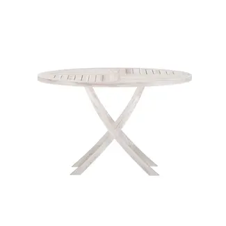 Venture Home Runder Gartentisch Kenya Whitewash – Teakholz Ø130 cm für Terrasse & Garten