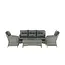 Lounge-Set Vikelund Grau – Rattansofa-Gruppe mit 3-Sitzer, 2 Sesseln & Glastisch für Terrasse & Garten